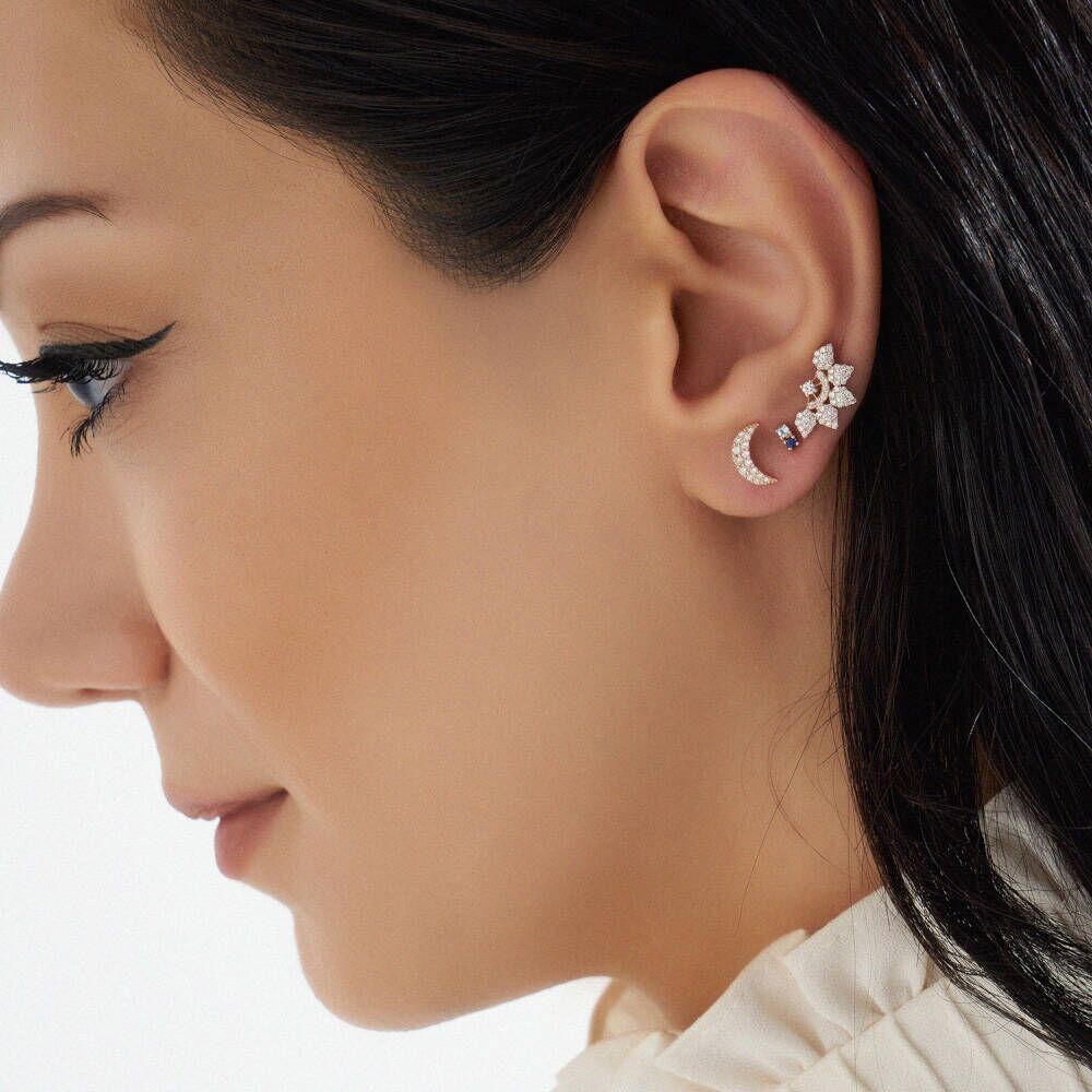 Rose Moon 0.06 CT Diamond Single Earring