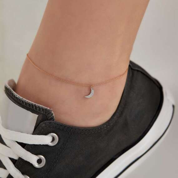 Rose Moon 0.10 CT Diamond Rose Gold Anklet - 2