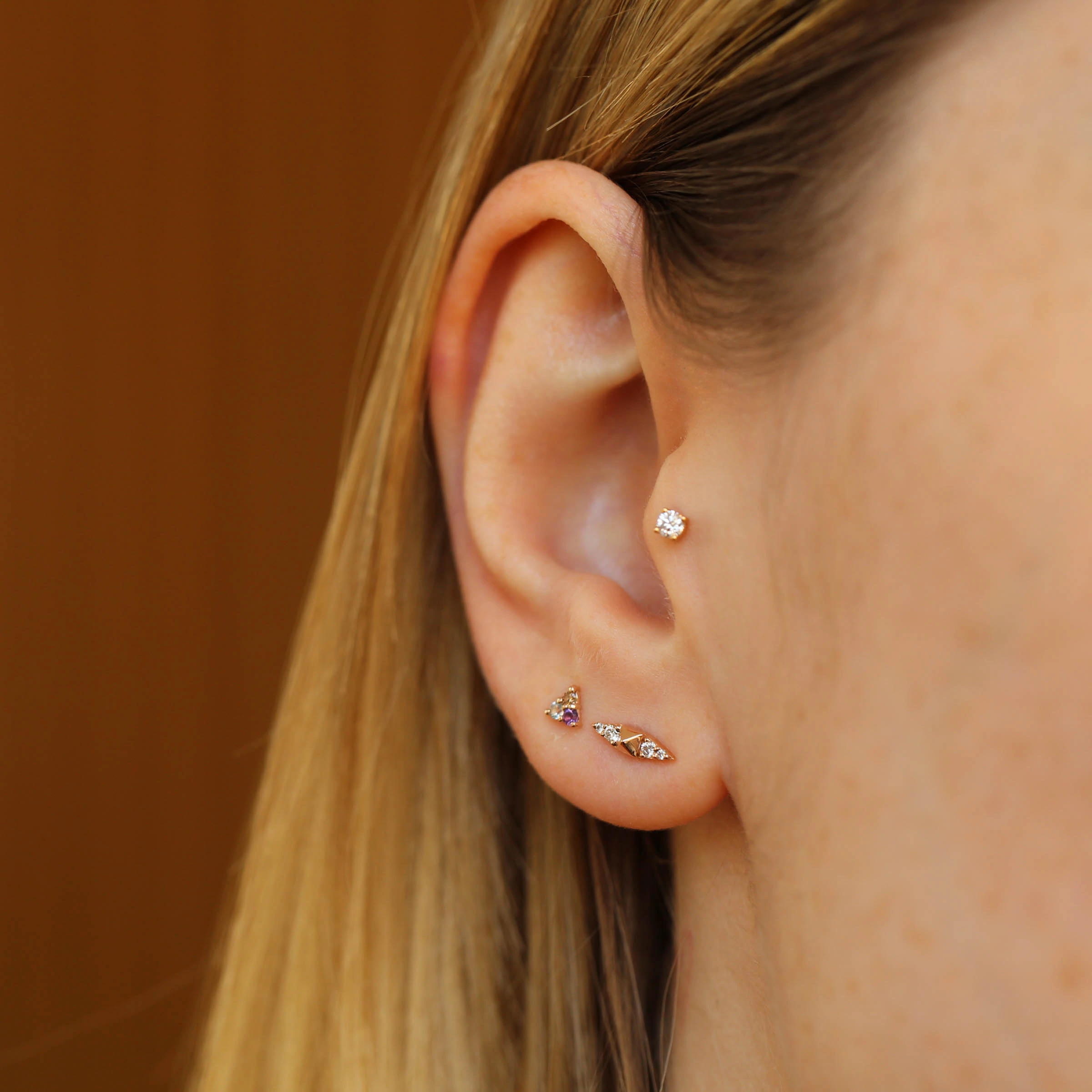 Rose Spike 0.05 CT Diamond Single Earring - 2