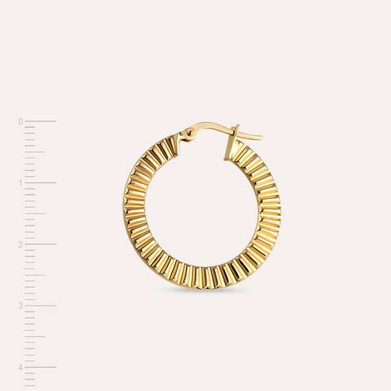 Ruffle Yellow Gold Hoop Earring - 3