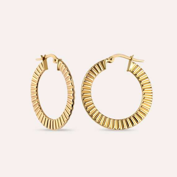 Ruffle Yellow Gold Hoop Earring - 2