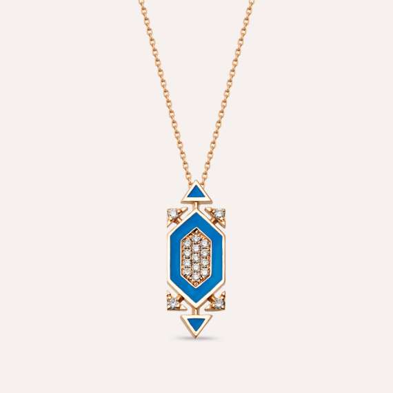 Salm 0.19 CT Diamond and Blue Enamel Pendant - 1