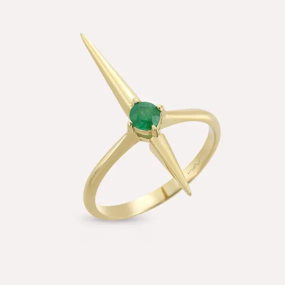 Sandy 0.20 CT Emerald Yellow Gold Ring - 2
