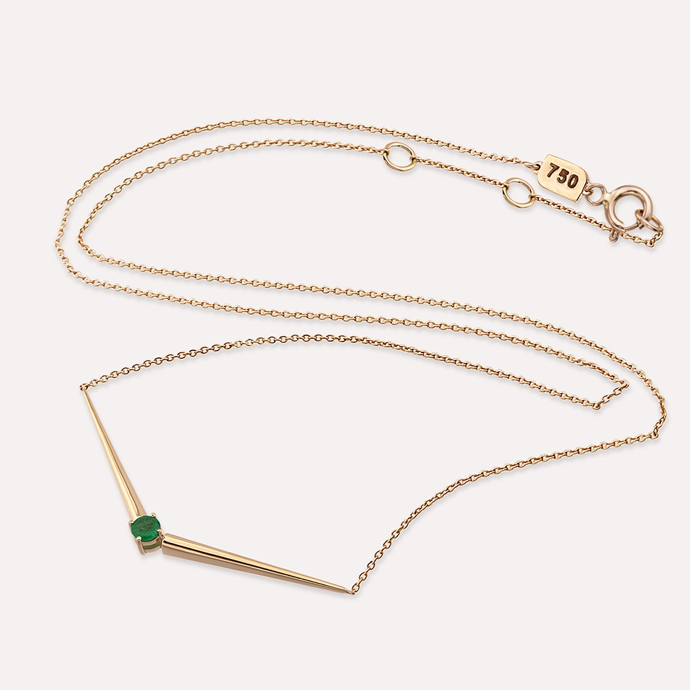 Sandy 0.34 CT Emerald Rose Gold Necklace - 5