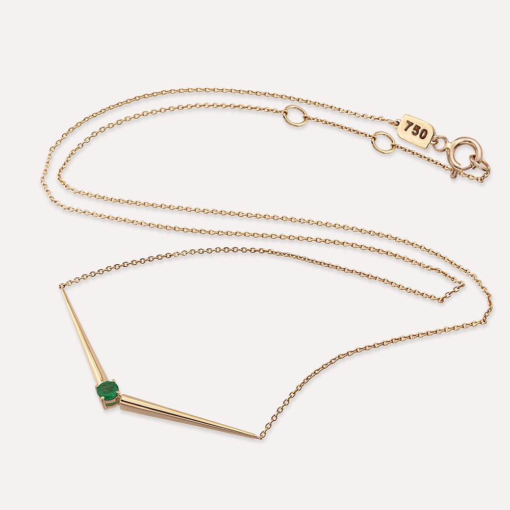 Sandy 0.34 CT Emerald Rose Gold Necklace - 6