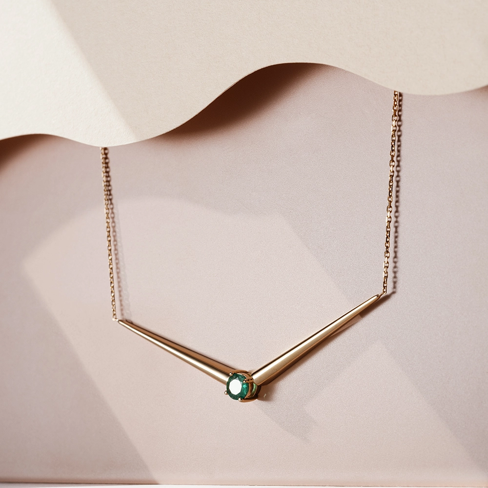 Sandy 0.34 CT Emerald Rose Gold Necklace - 1
