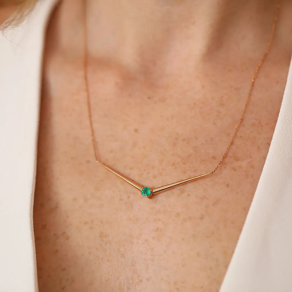 Sandy 0.34 CT Emerald Rose Gold Necklace