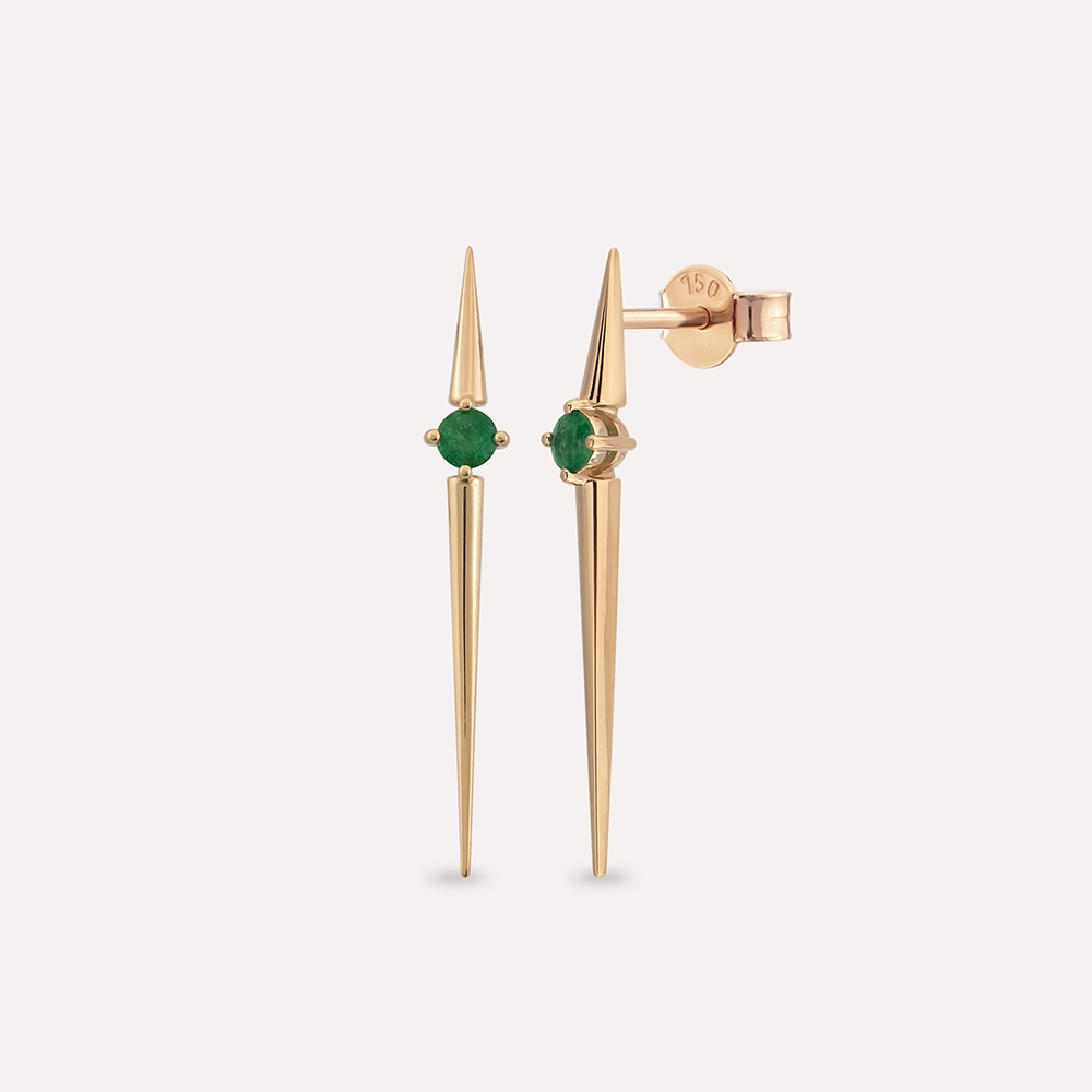 Sandy 0.43 CT Zümrüt Taşlı Rose Altın Küpe - 3