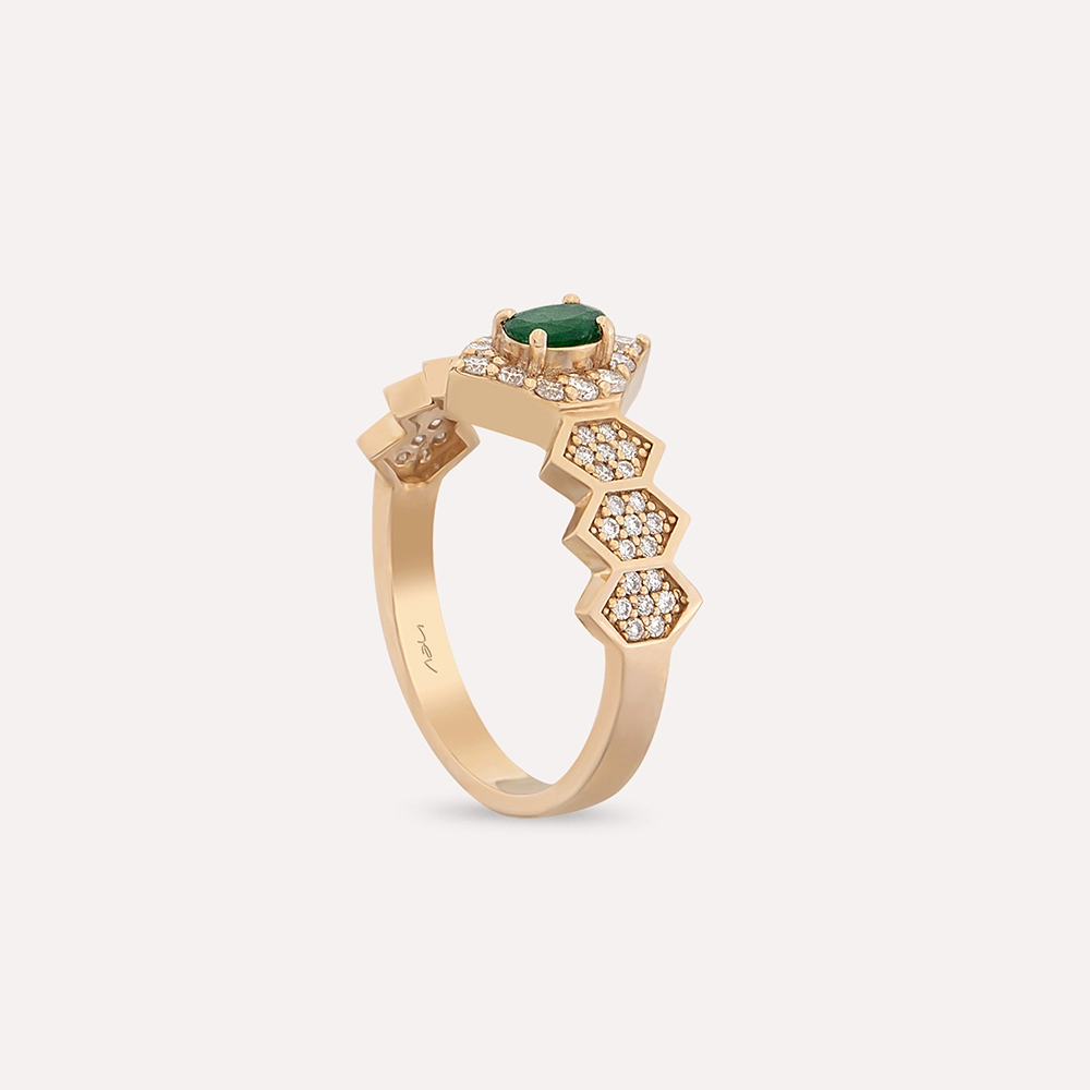 Sargas Diamond and Emerald Rose Gold Ring - 5