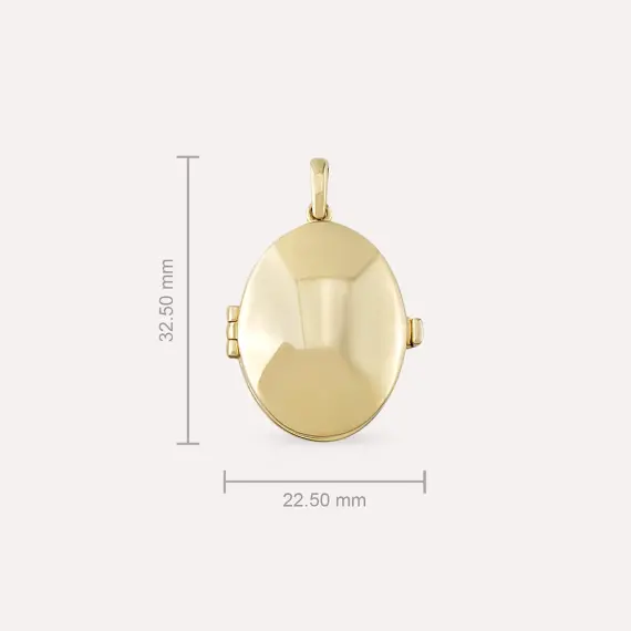 Sarı Altın Oval Kapaklı Kolye Ucu - 4