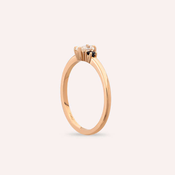 Scilla 0.35 CT Pear Cut Diamond and Sapphire Rose Gold Ring - 6