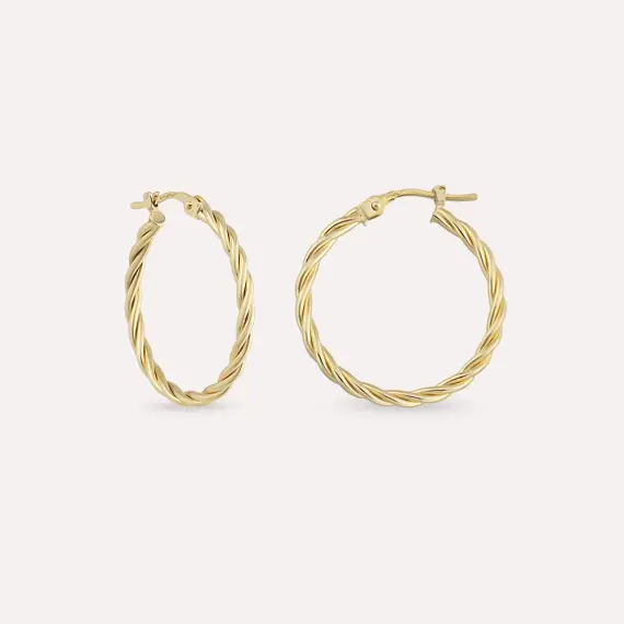 Scrow Yellow Gold Hoop Earring - 1