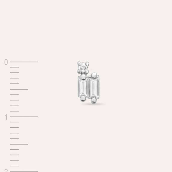 Seed 0.12 CT Baguette Cut Diamond White Gold Mini Single Earring - 4