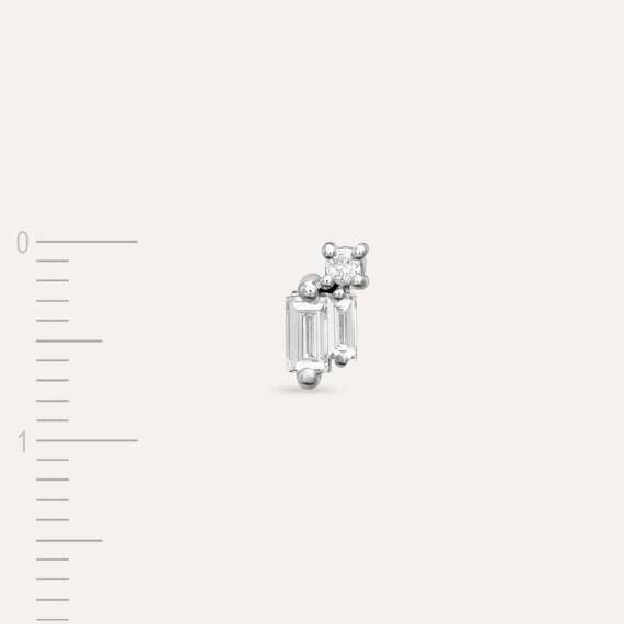 Seed 0.13 CT Baguette Cut Diamond White Gold Mini Single Earring - 4