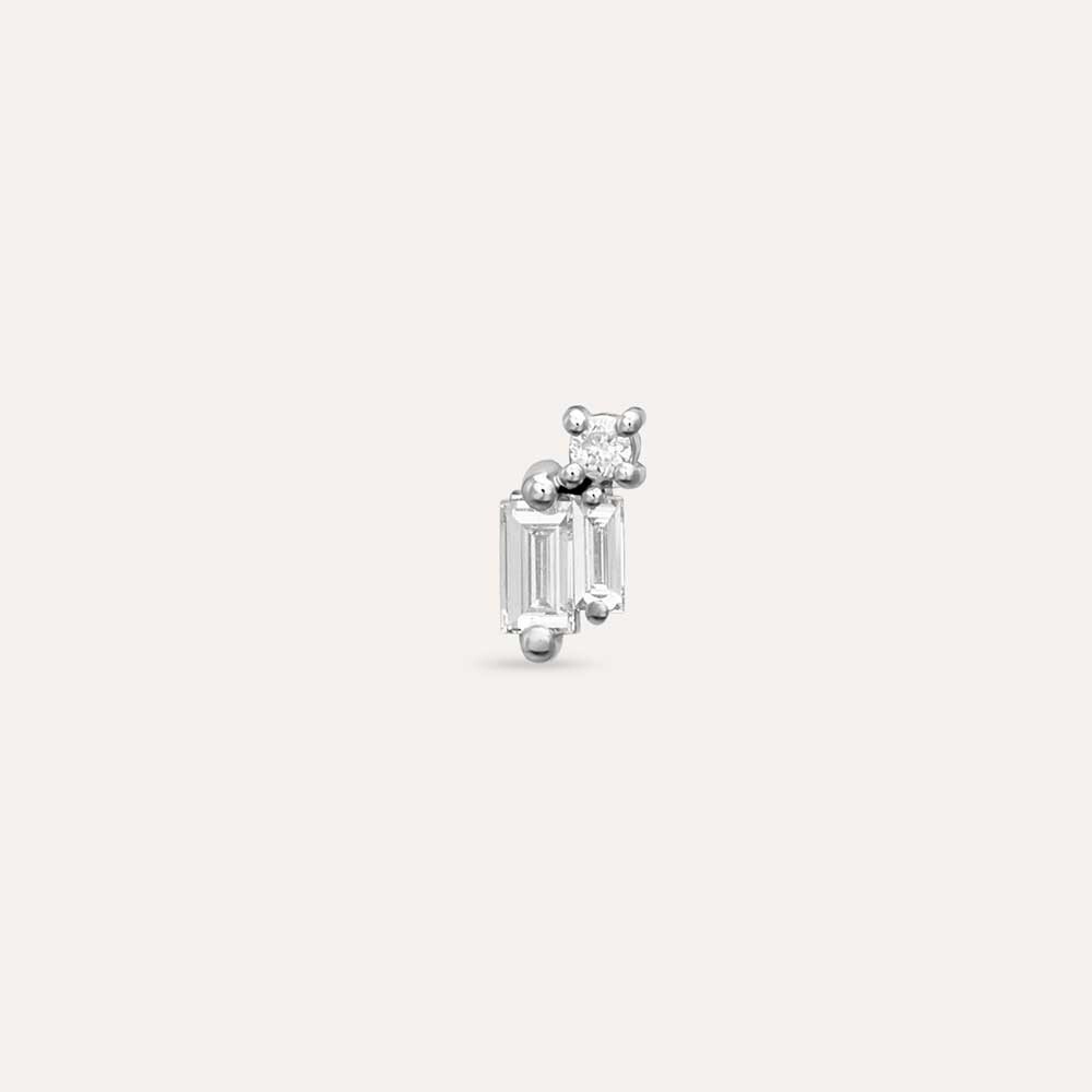 Seed 0.13 CT Baguette Cut Diamond White Gold Mini Single Earring