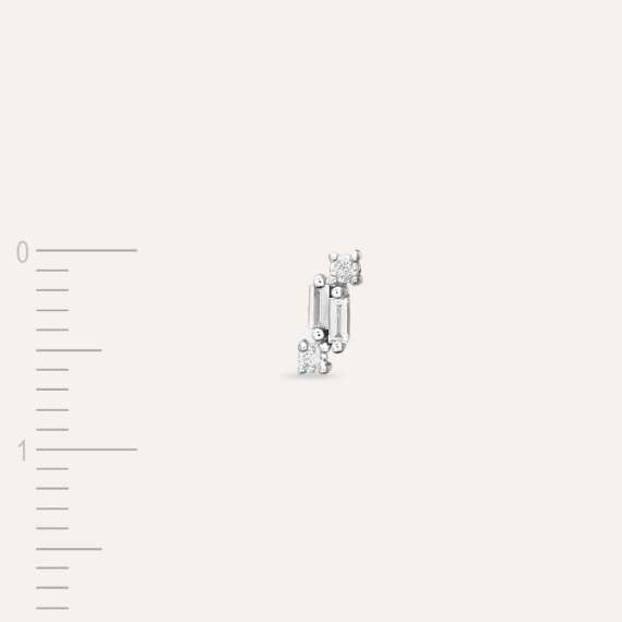 Seed 0.04 CT Baguette Cut Diamond White Gold Mini Single Earring - 4