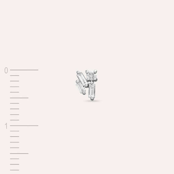 Seed 0.08 CT Baguette Cut Diamond White Gold Mini Single Earring - 4