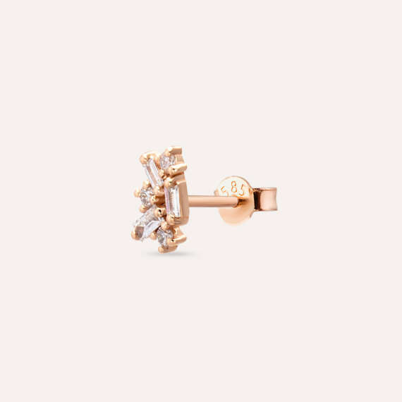 Seed 0.10 CT Baguette Cut Diamond Rose Gold Mini Single Earring - 4