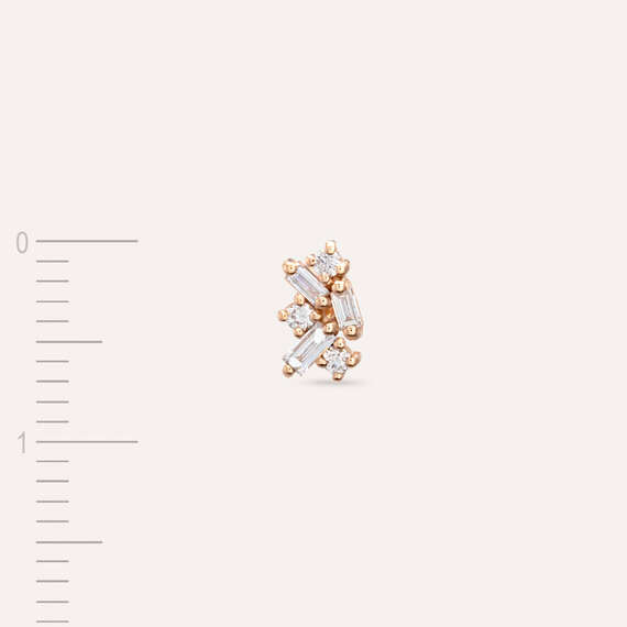 Seed 0.10 CT Baguette Cut Diamond Rose Gold Mini Single Earring - 5