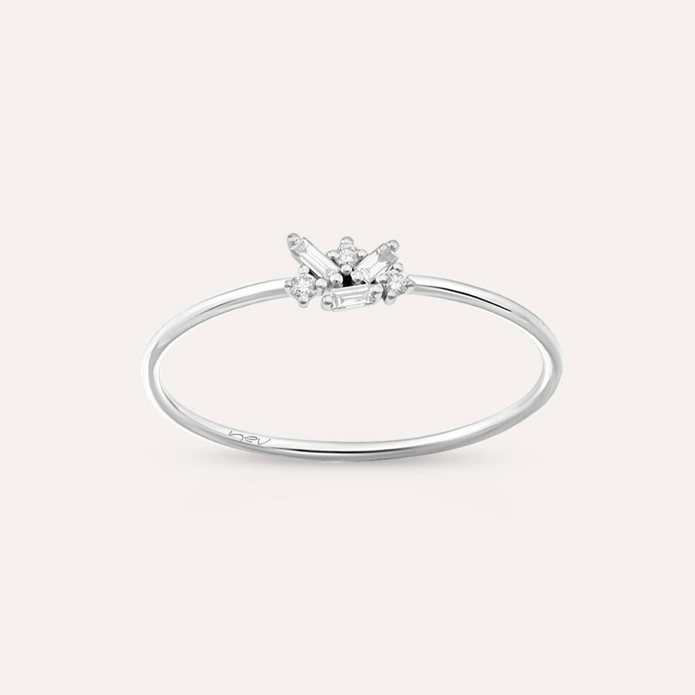 Seed 0.10 CT Baguette Cut Diamond White Gold Ring