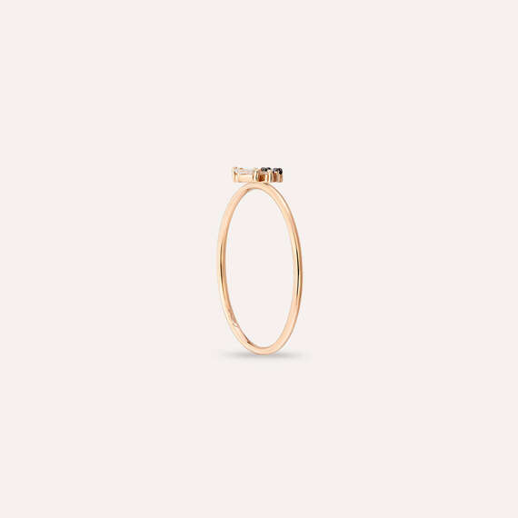 Seed 0.10 CT Black Diamond Rose Gold Ring - 4