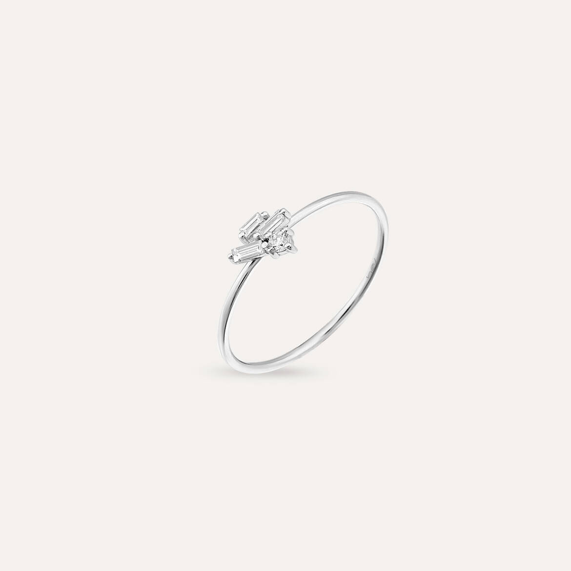 Seed 0.11 CT Baguette Cut Diamond White Gold Ring