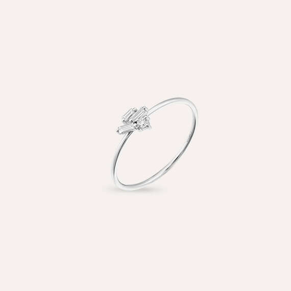 Seed 0.11 CT Baguette Cut Diamond White Gold Ring - 3