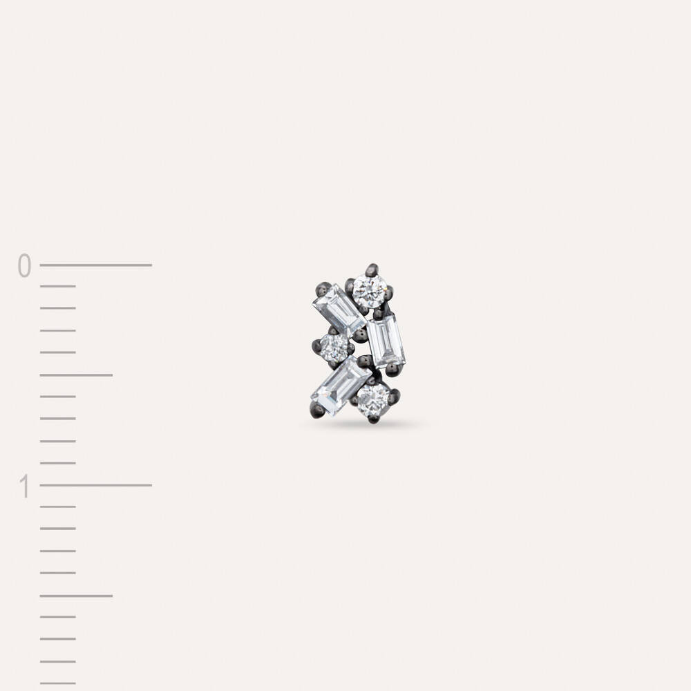 Seed 0.12 CT Baguette Cut Diamond White Gold Mini Single Earring