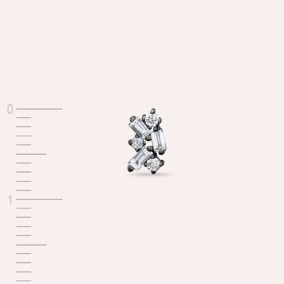 Seed 0.12 CT Baguette Cut Diamond White Gold Mini Single Earring - 4