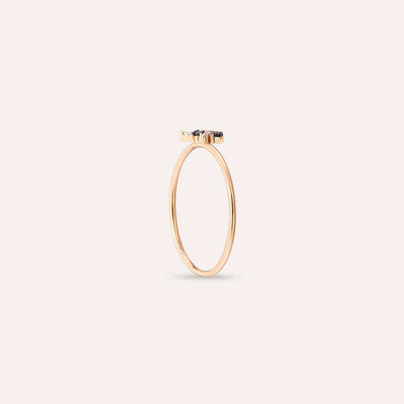 Seed 0.12 CT Black Diamond and Baguette Cut Diamond Rose Gold Ring - 4