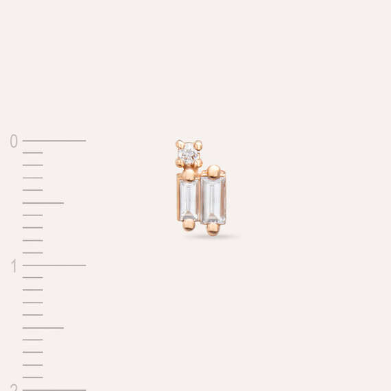 Seed 0.15 CT Baguette Cut Diamond Rose Gold Mini Single Earring - 4