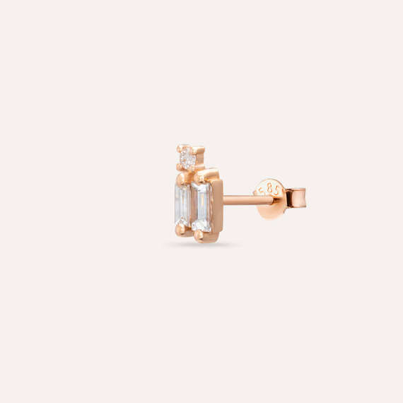 Seed 0.15 CT Baguette Cut Diamond Rose Gold Mini Single Earring - 3