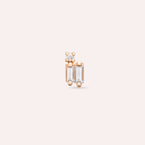 Seed 0.15 CT Baguette Cut Diamond Rose Gold Mini Single Earring - 1