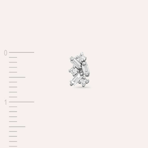 Seed 0.13 CT Baguette Cut Diamond White Gold Mini Single Earring - 4