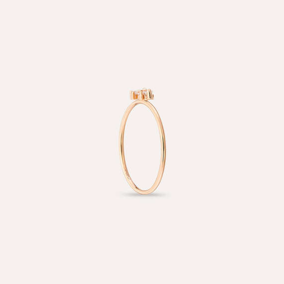 Seed 0.14 CT Baget Pırlanta Taşlı Rose Altın Yüzük - 6
