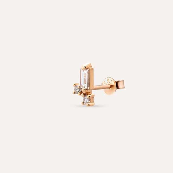 Seed 0.14 CT Baguette Cut Diamond Rose Gold Mini Single Earring - 2