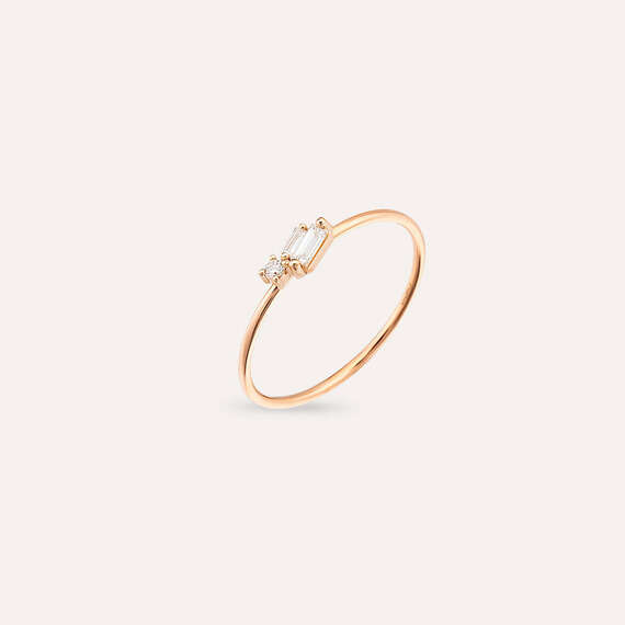 Seed 0.14 CT Baguette Cut Diamond Rose Gold Ring - 4