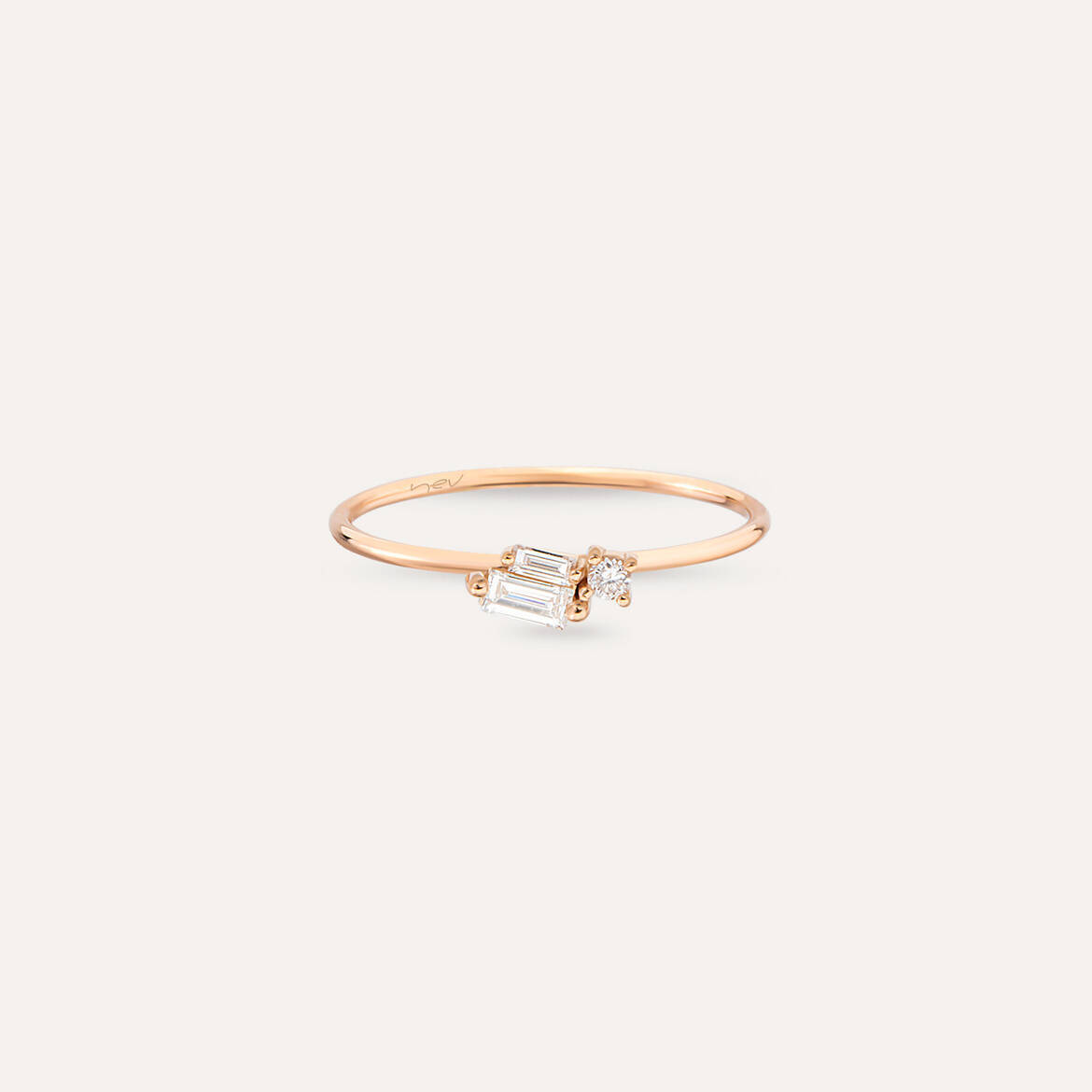 Seed 0.14 CT Baguette Cut Diamond Rose Gold Ring