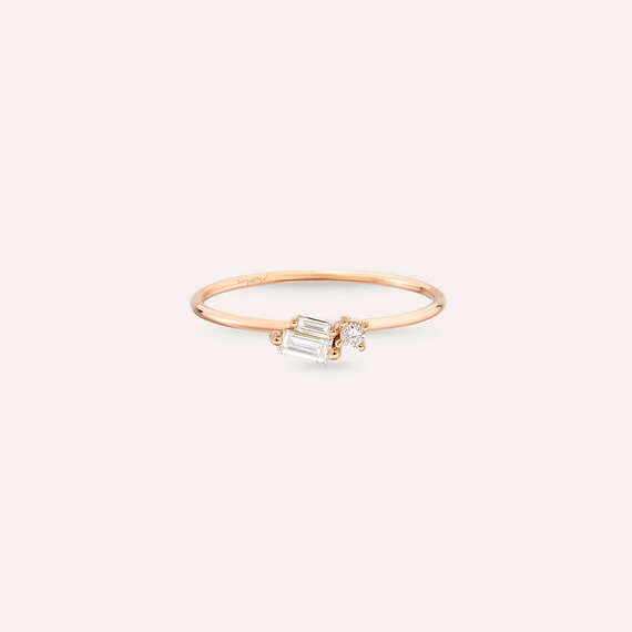 Seed 0.14 CT Baguette Cut Diamond Rose Gold Ring - 5
