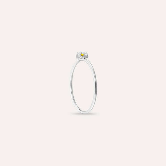 Seed 0.14 CT Yellow Sapphire and Baguette Cut Diamond Ring - 4