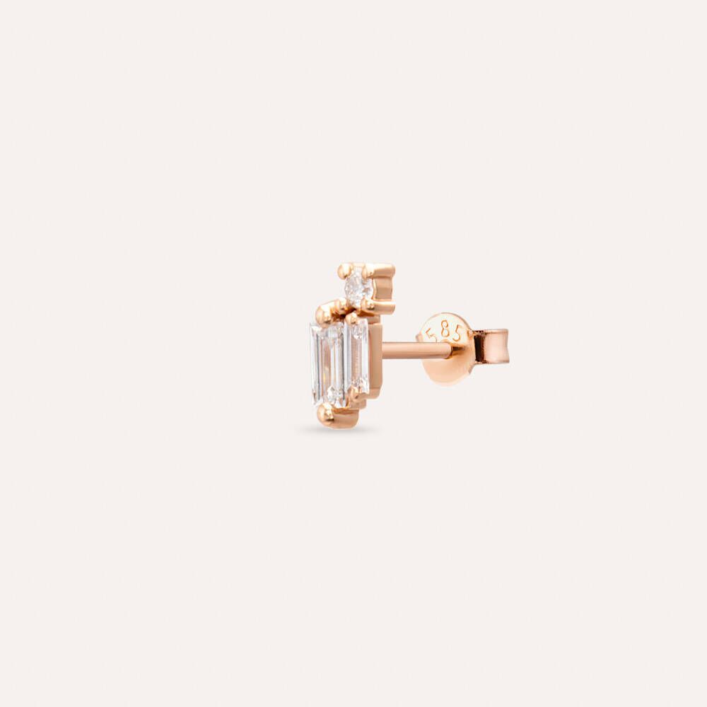 Seed 0.16 CT Baguette Cut Diamond Rose Gold Mini Single Earring