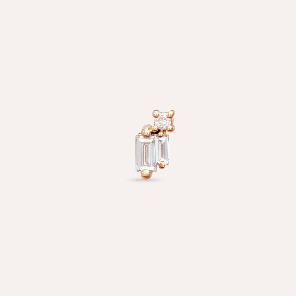 Seed 0.16 CT Baguette Cut Diamond Rose Gold Mini Single Earring