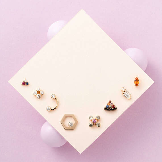 Seed 0.16 CT Baguette Cut Diamond Rose Gold Mini Single Earring - 3