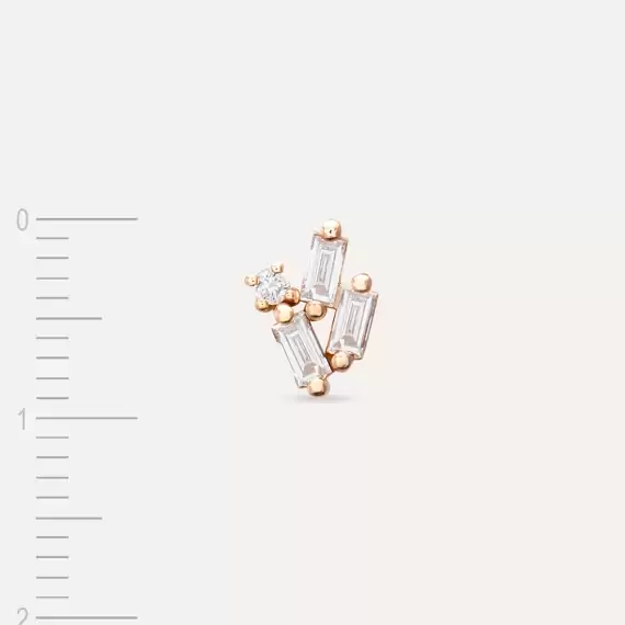 Seed 0.20 CT Baguette Cut Diamond White Gold Mini Single Earring - 5