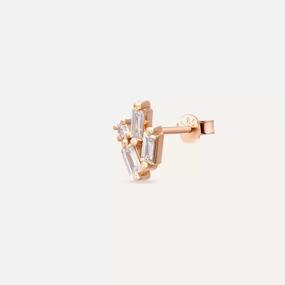 Seed 0.20 CT Baguette Cut Diamond White Gold Mini Single Earring - 6