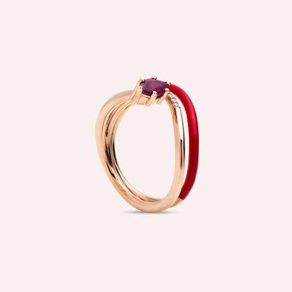 Sefe 0.71 CT Ruby and Diamond Red Enamel Ring - 6