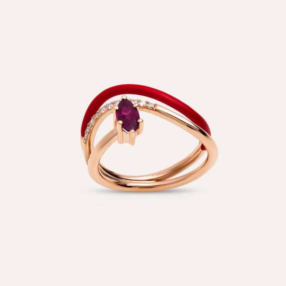 Sefe 0.71 CT Ruby and Diamond Red Enamel Ring - 1