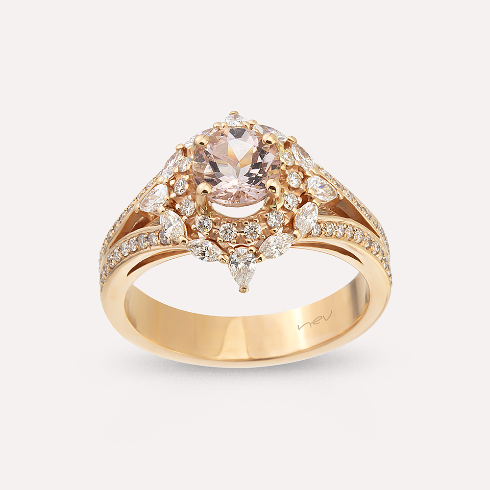 Seren 1.68 CT Marganite and Diamond Rose Gold Ring - 3
