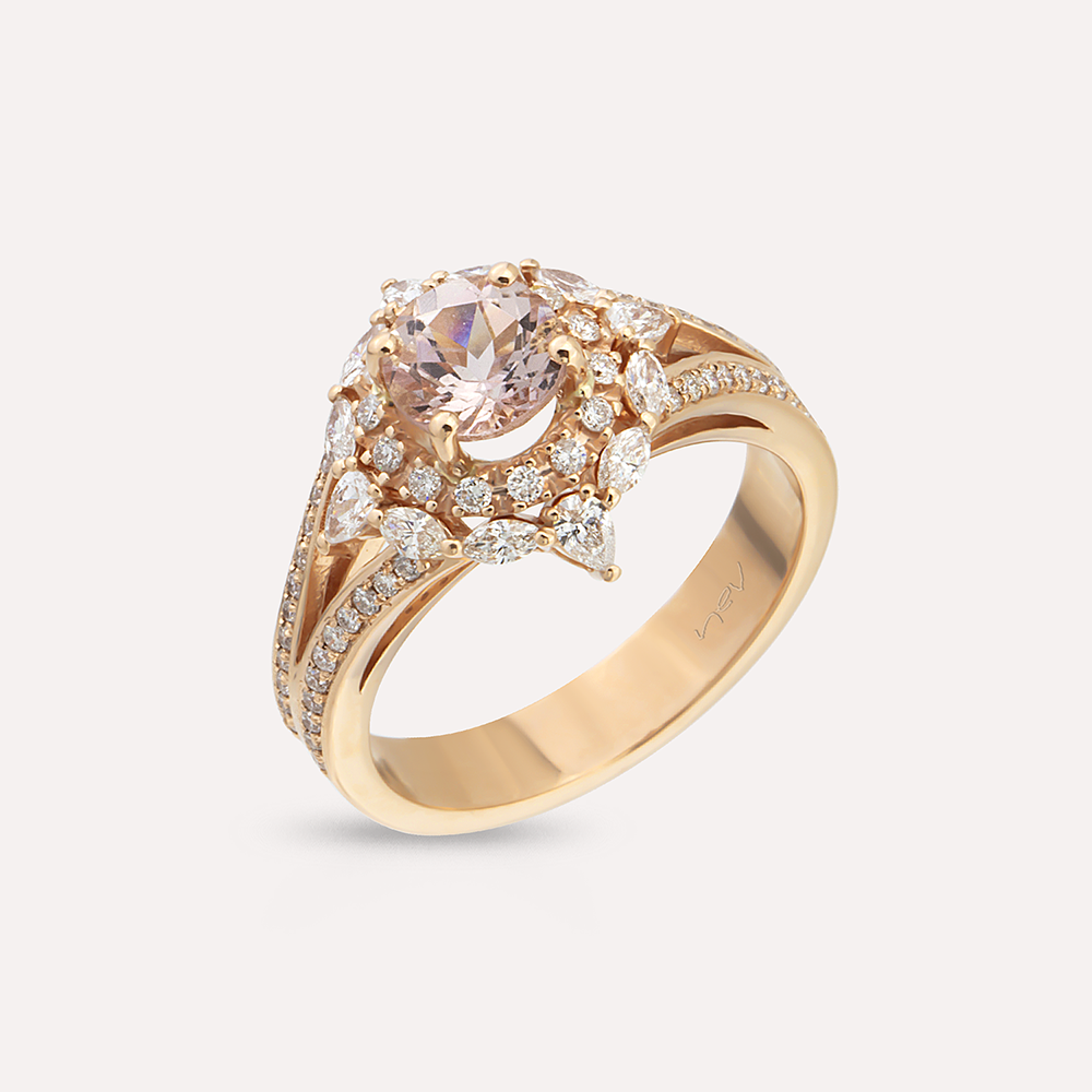 Seren 1.68 CT Marganite and Diamond Rose Gold Ring - 2