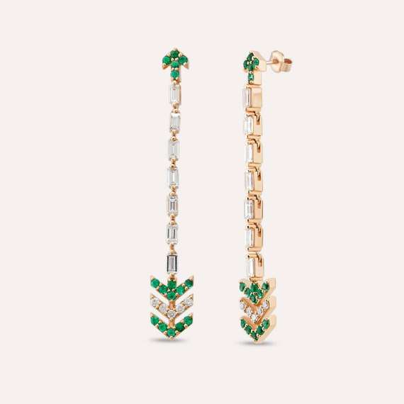 Shaula 1.29 CT Emerald and Baguette Cut Diamond Earring - 1